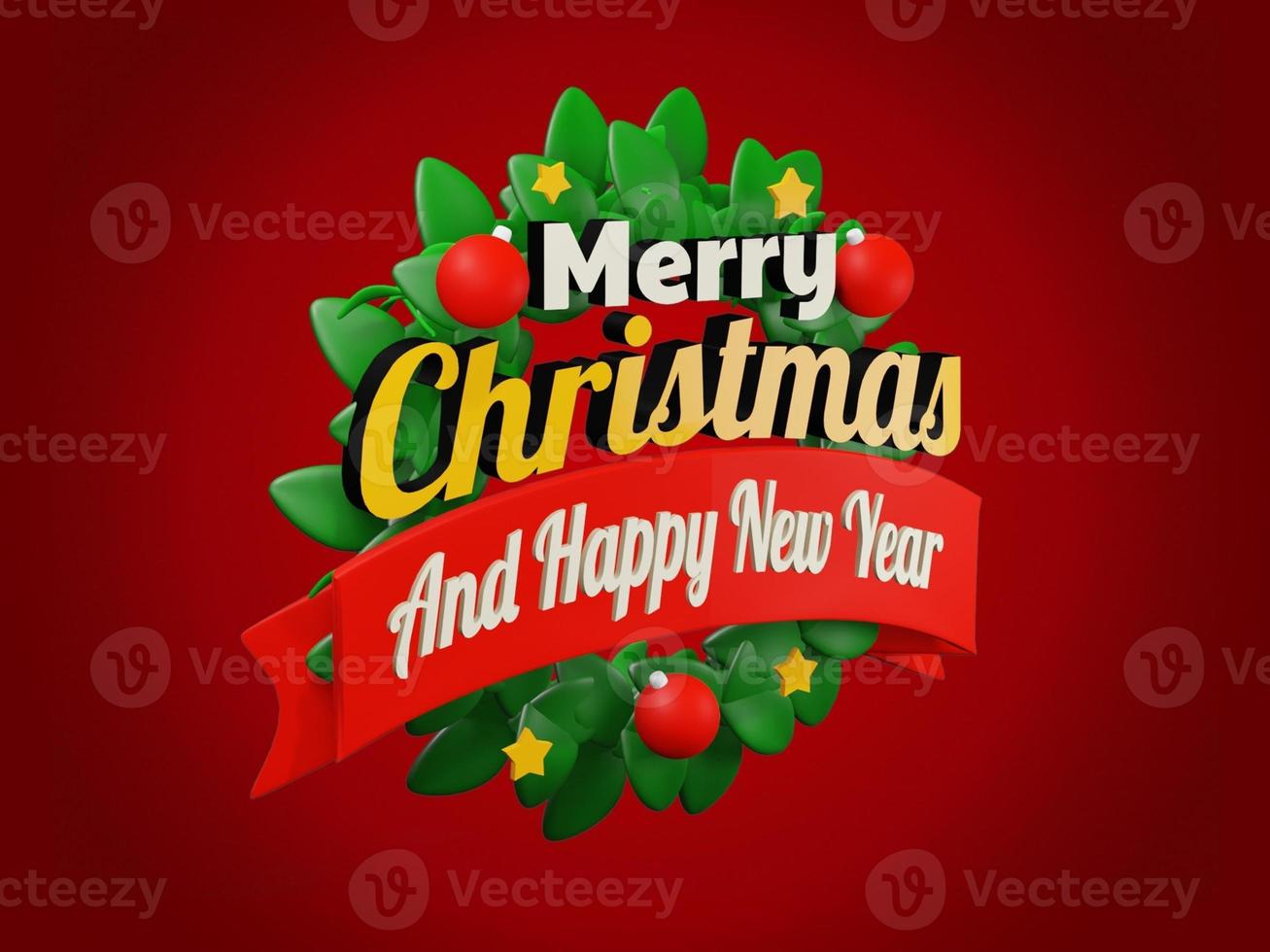 Merry christmas and happy new year with 3d empty podium and christmas ornaments background photo