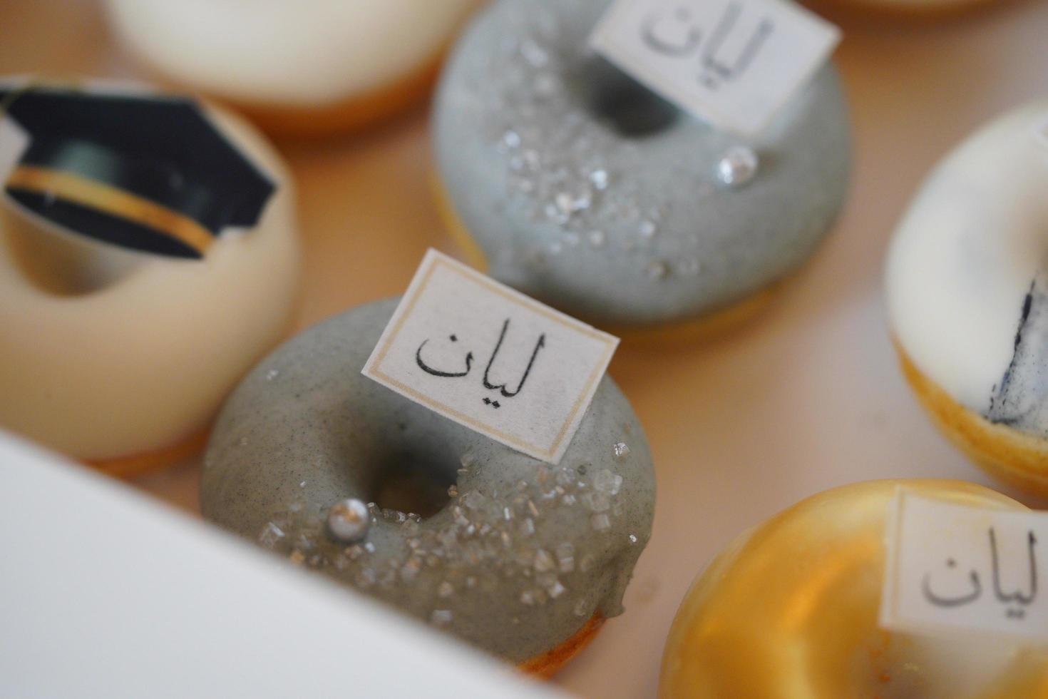 Graduation mini doughnuts for catering. khobar, Saudi Arabia, 13, July 2022. photo