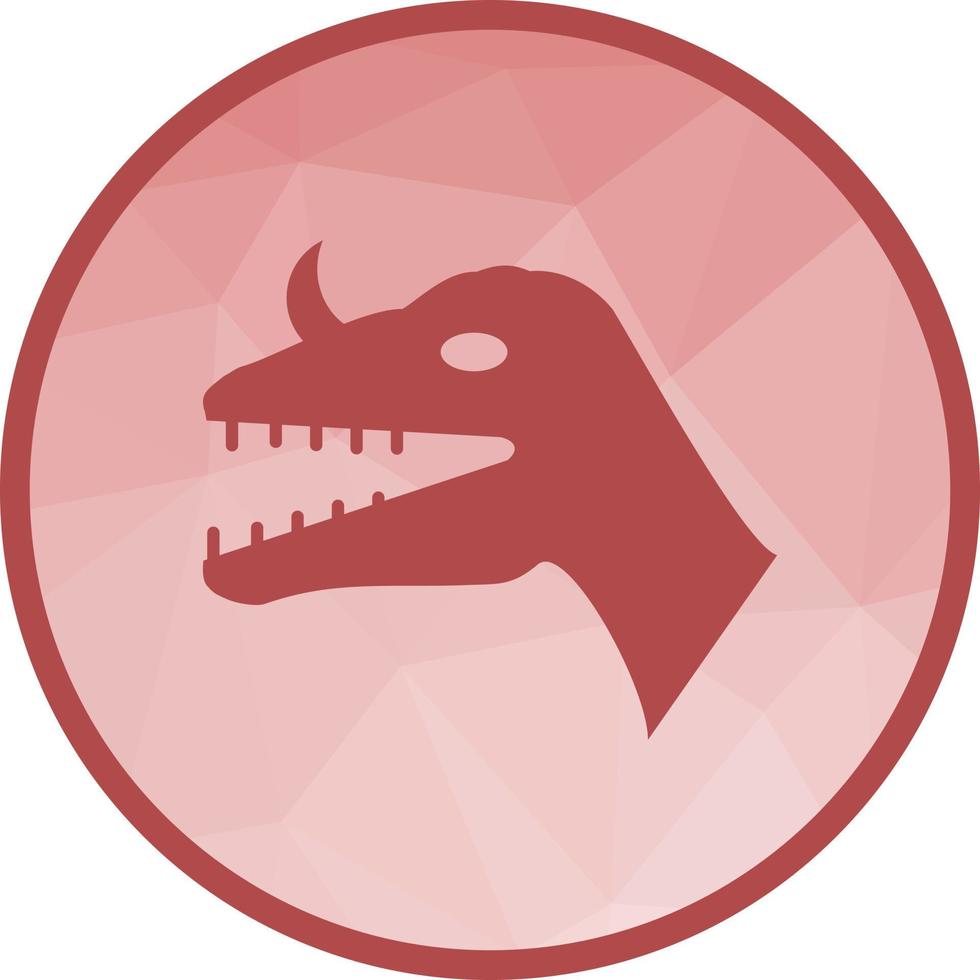 cara de dinosaurio icono de fondo de baja poli vector