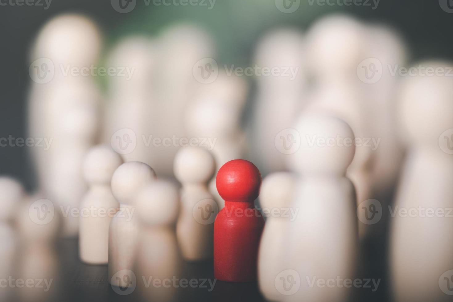 Human Resource Management ,Strategic planning for success through people business development concept by choosing professional leaders employee competency Teamwork, red wooden blocks are on table. photo