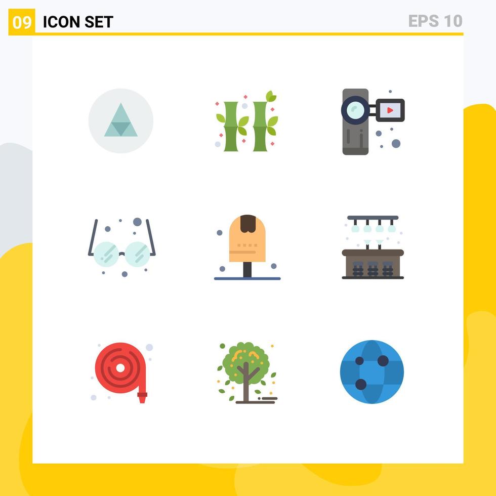 9 Universal Flat Colors Set for Web and Mobile Applications done education gree glasses video camera Editable Vector Design Elements