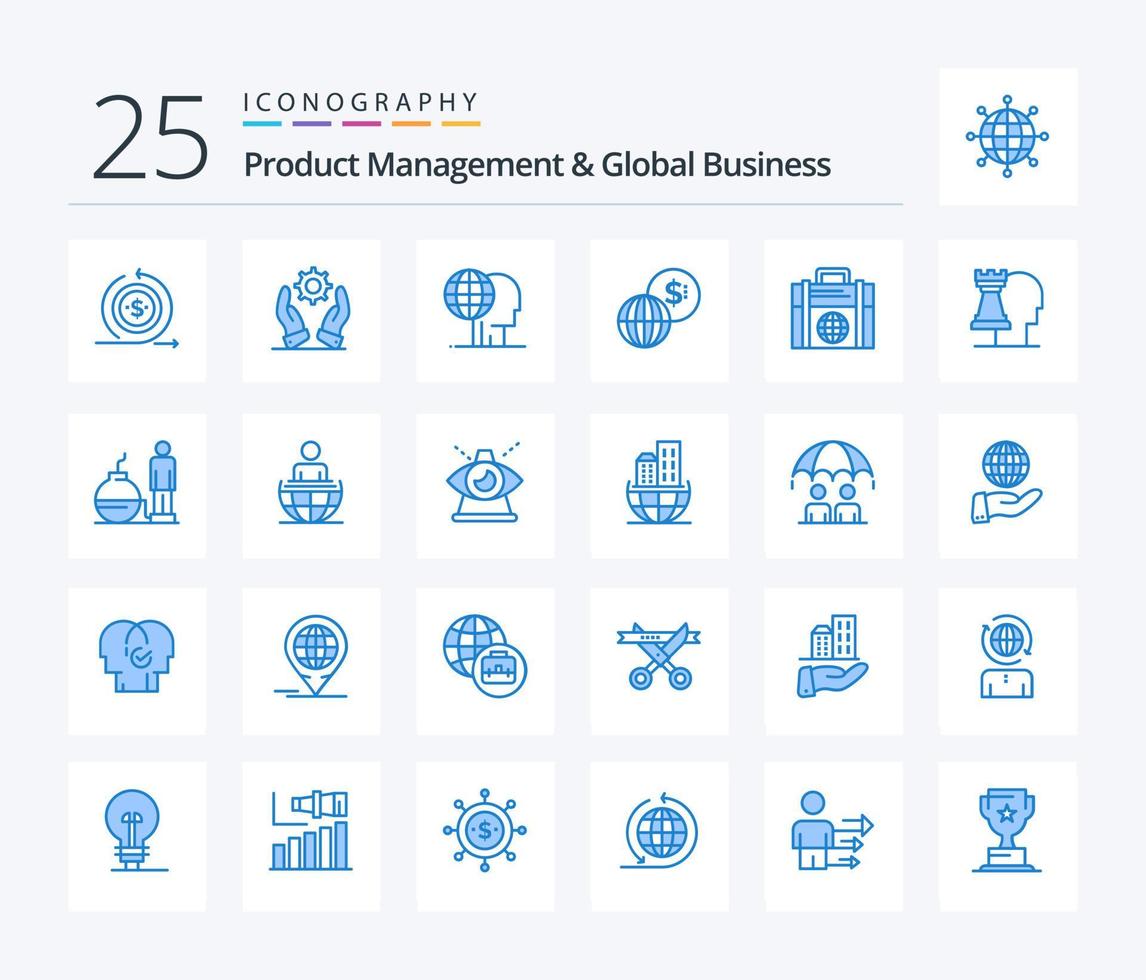 Product Managment And Global Business 25 Blue Color icon pack including modern. global. solutions. business. marketing vector