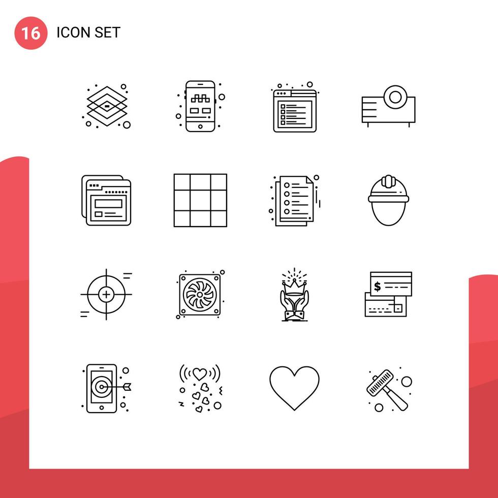 Pack of 16 creative Outlines of technology products transport electronics web Editable Vector Design Elements