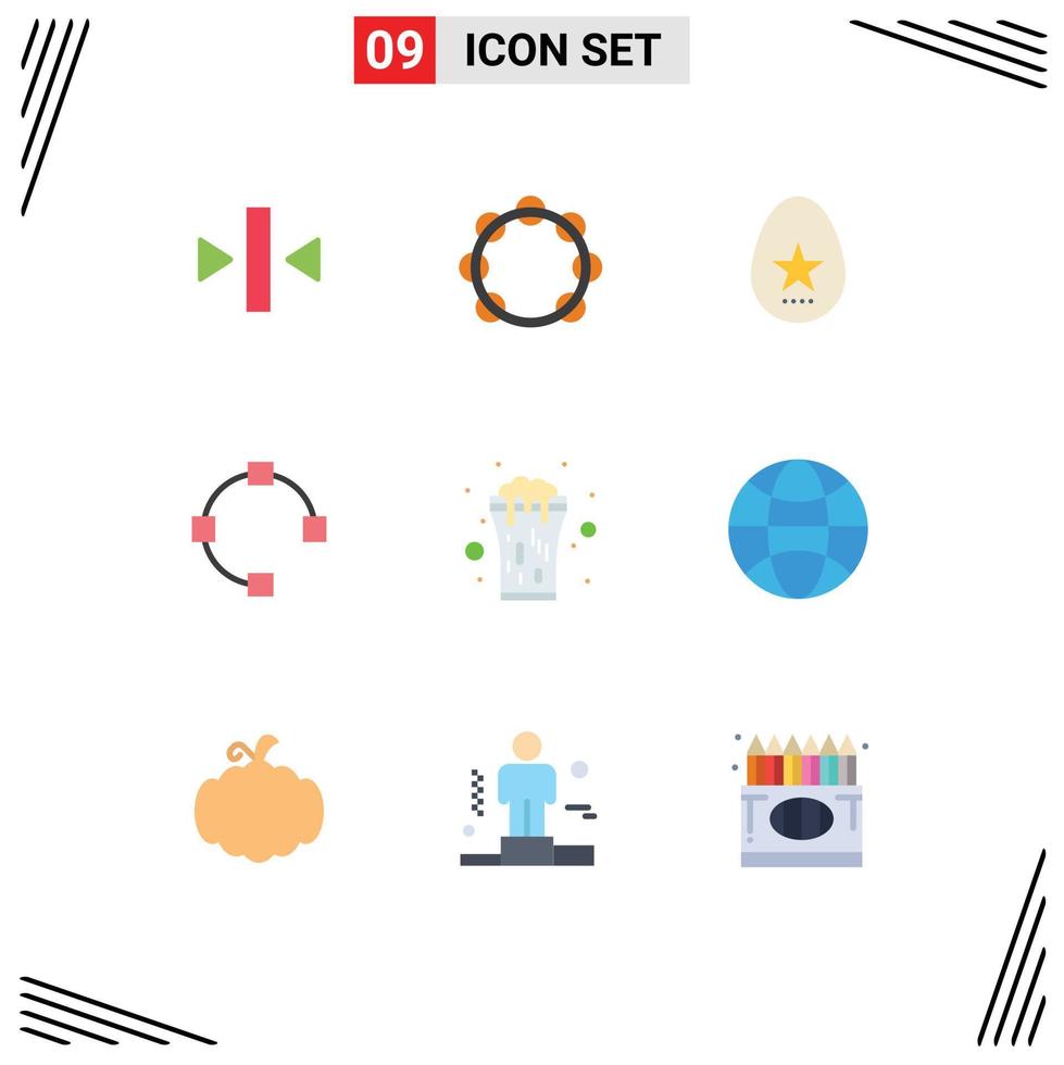 Modern Set of 9 Flat Colors and symbols such as glass points tambourine path spring Editable Vector Design Elements