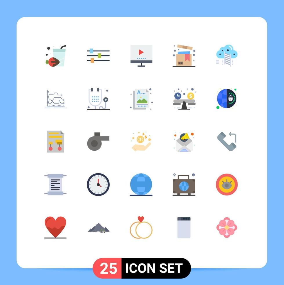 25 Universal Flat Color Signs Symbols of cloud valentine technology shopping packaging Editable Vector Design Elements