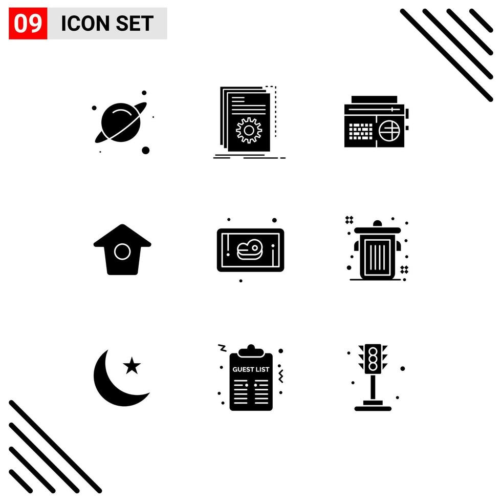 9 Creative Icons Modern Signs and Symbols of steak beef radio twitter birdhouse Editable Vector Design Elements