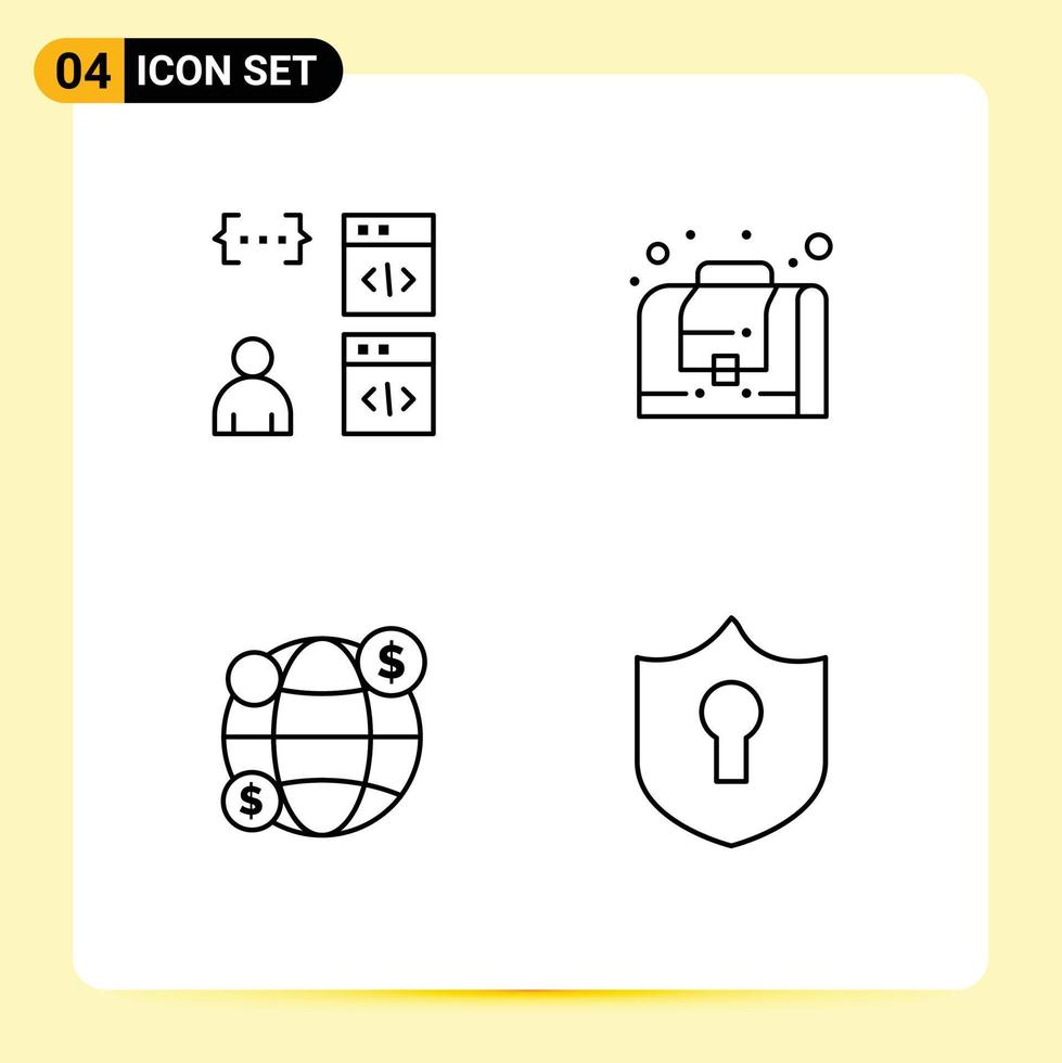 4 colores planos de línea de llenado de vectores temáticos y símbolos editables de inversión en aplicaciones desarrollan gestión acceden a elementos de diseño de vectores editables