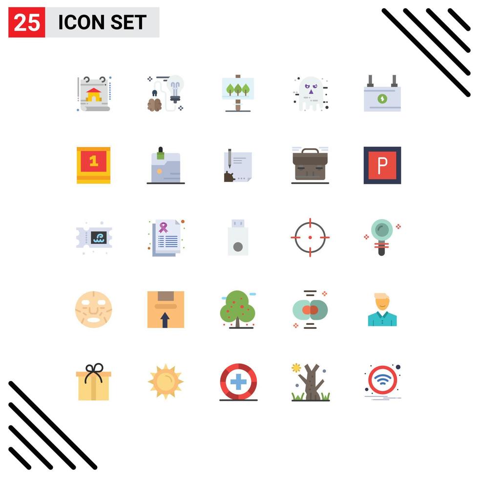 Modern Set of 25 Flat Colors and symbols such as accumulator halloween idea ghost avatar Editable Vector Design Elements