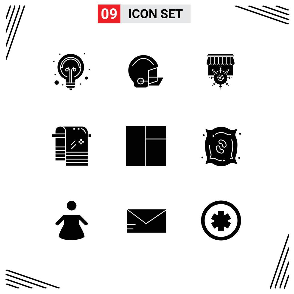 Set of 9 Modern UI Icons Symbols Signs for grid towel protective dry business Editable Vector Design Elements
