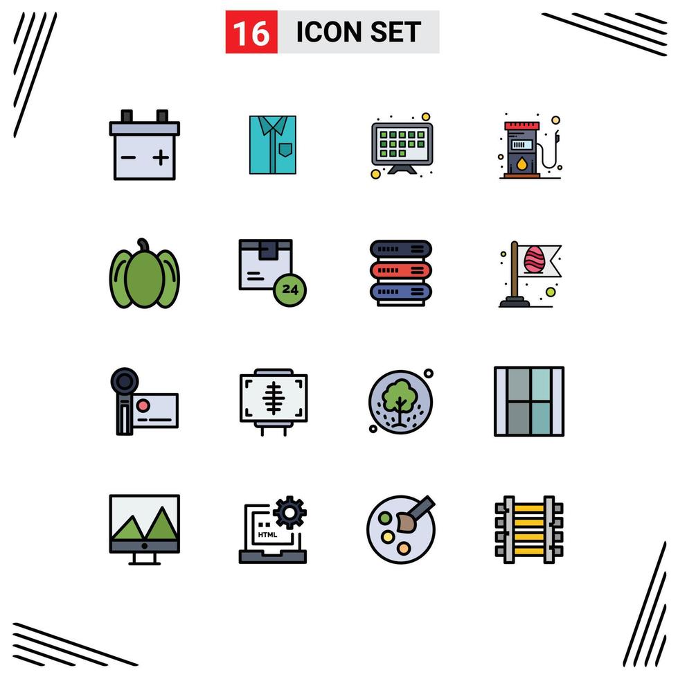 paquete de iconos de vector de stock de 16 signos y símbolos de línea para vegetales alimentos internet combustible gas elementos de diseño de vector creativo editable