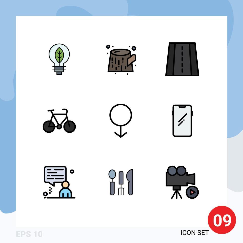 9 iconos creativos signos y símbolos modernos de teléfono masculino camino género deporte elementos de diseño vectorial editables vector