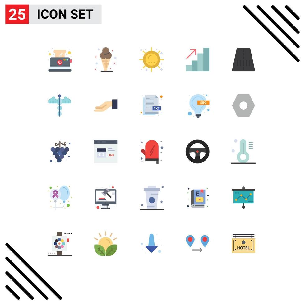 25 iconos creativos signos y símbolos modernos de ruta crecimiento calor carrera sol elementos de diseño vectorial editables vector
