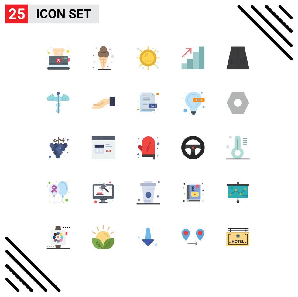 25 Creative Icons Modern Signs and Symbols of route growth heat career sunshine Editable Vector Design Elements