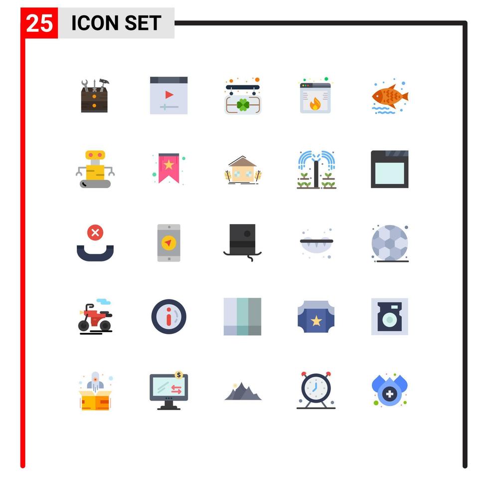 25 Universal Flat Color Signs Symbols of food website board loss fire Editable Vector Design Elements