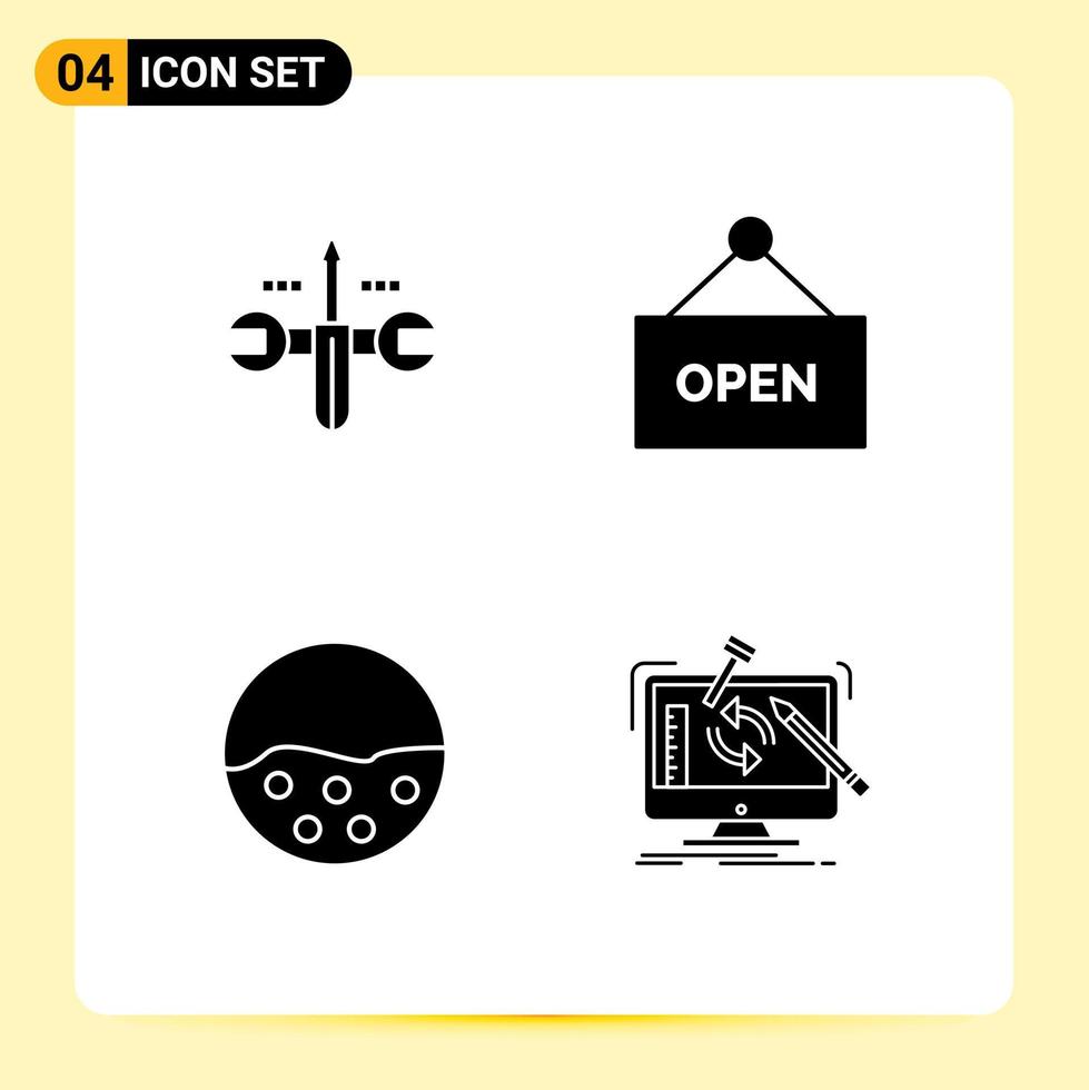 conjunto de 4 iconos de interfaz de usuario modernos símbolos signos para herramientas de cuidado de la piel en la nube firman protección de la piel elementos de diseño vectorial editables vector