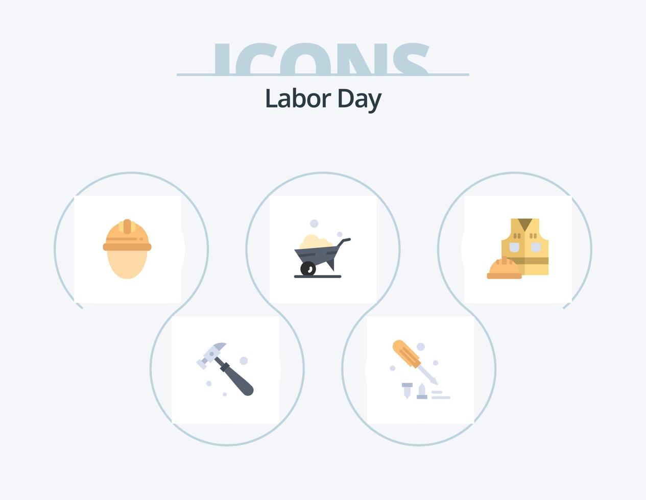 diseño de iconos del paquete de iconos planos del día del trabajo 5. Trabajo. chaqueta laboral. día. rueda. una rueda vector