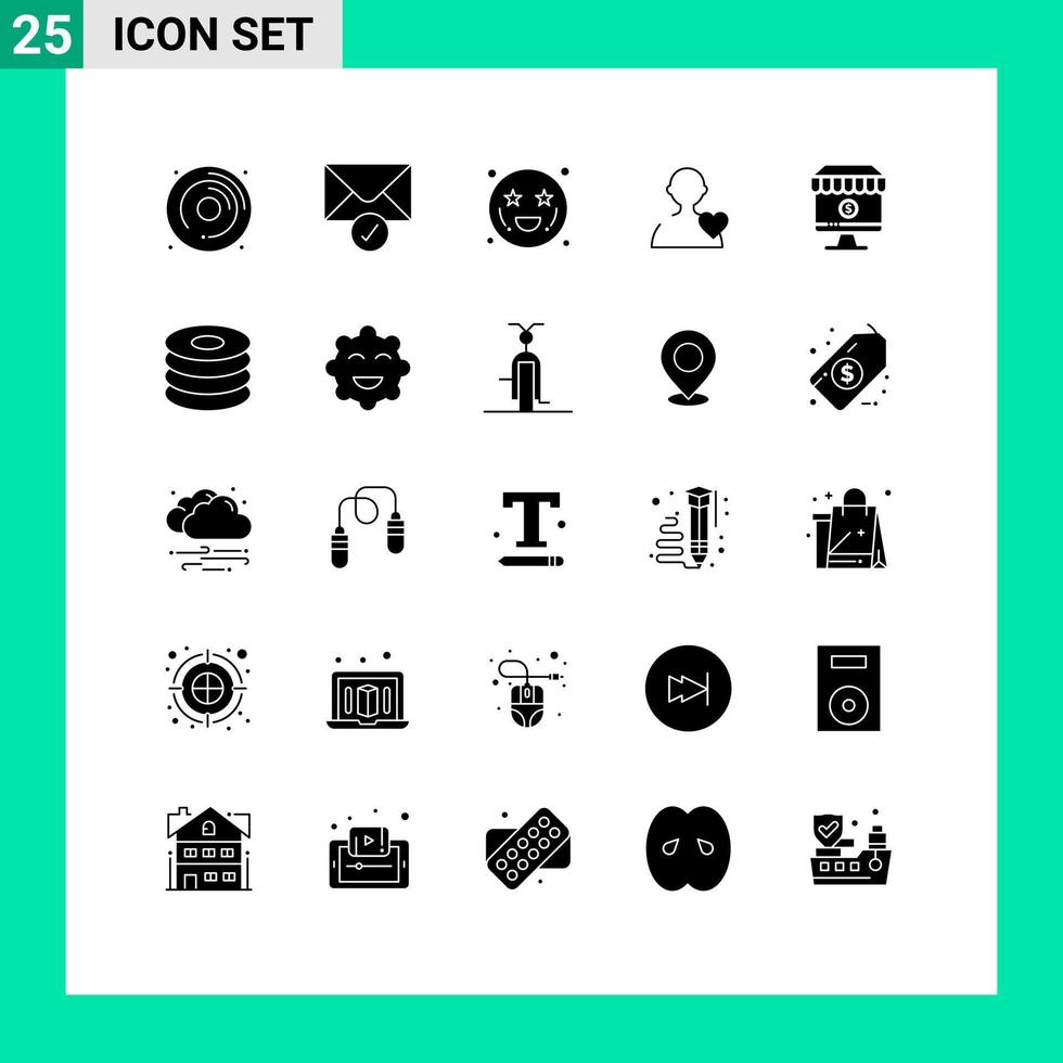 Stock Vector Icon Pack of 25 Line Signs and Symbols for e online affection shop love Editable Vector Design Elements