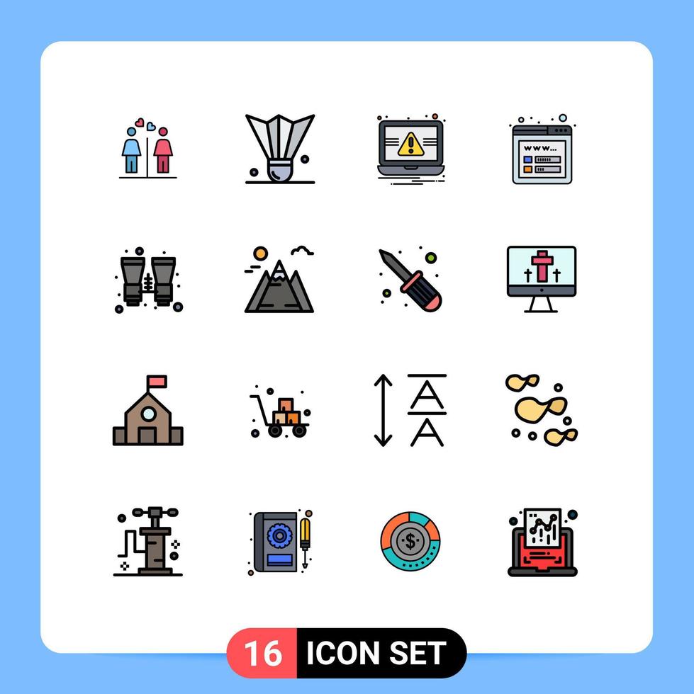 Stock Vector Icon Pack of 16 Line Signs and Symbols for binoculars wireframe sports equipment seo alert Editable Creative Vector Design Elements