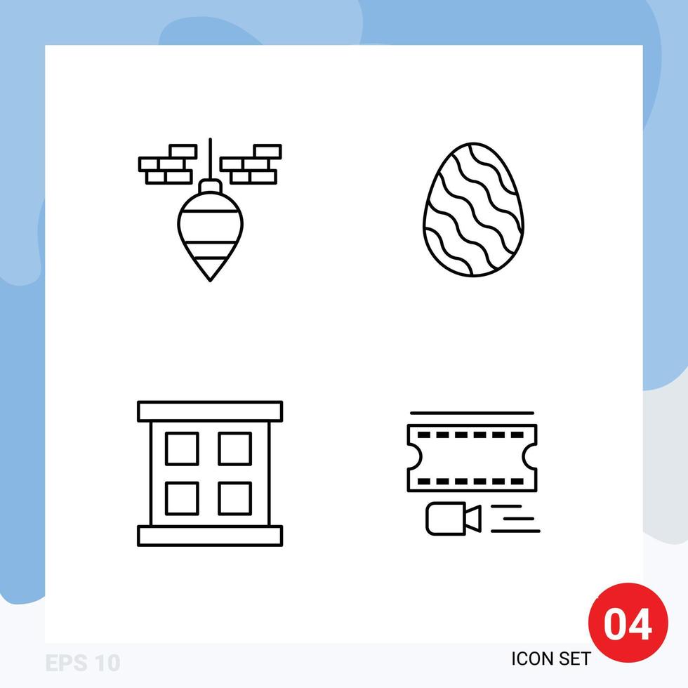 4 Creative Icons Modern Signs and Symbols of plumb window tool nature animation Editable Vector Design Elements