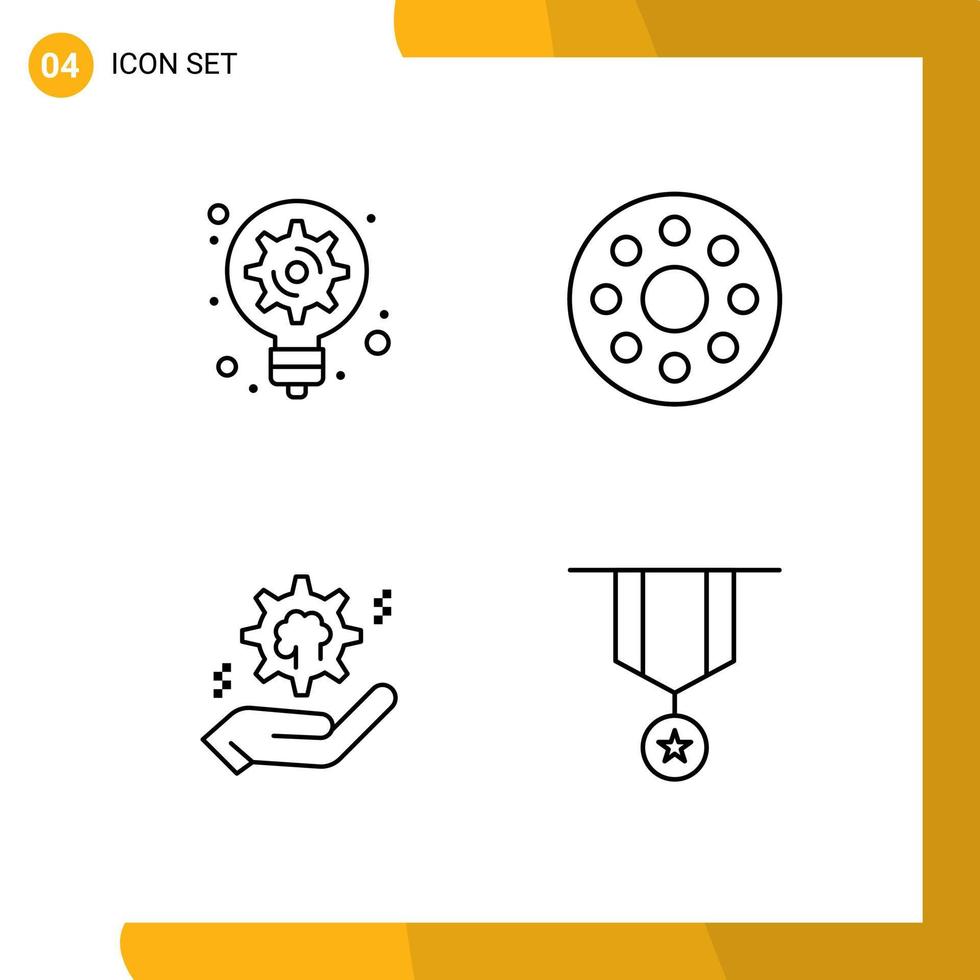 Universal Icon Symbols Group of 4 Modern Filledline Flat Colors of generation cog light bulb monitor solution Editable Vector Design Elements