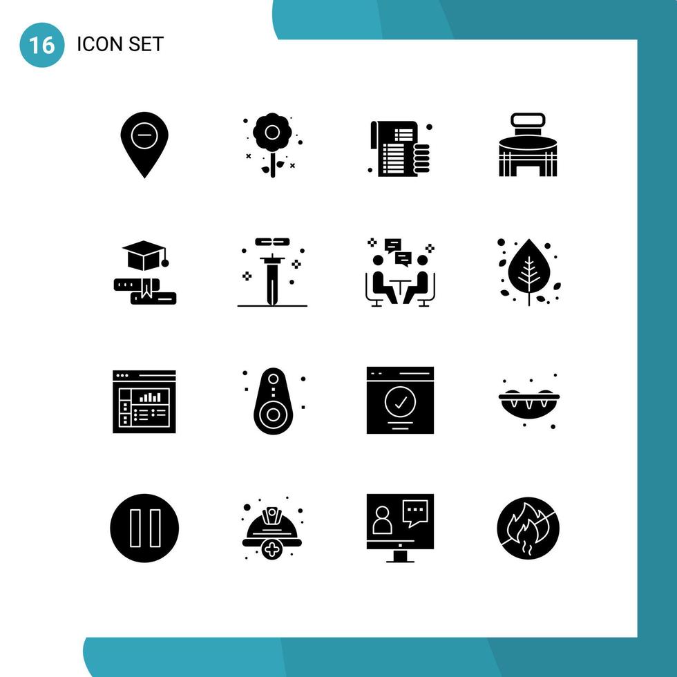 Set of 16 Modern UI Icons Symbols Signs for stadium game holiday exterior money Editable Vector Design Elements