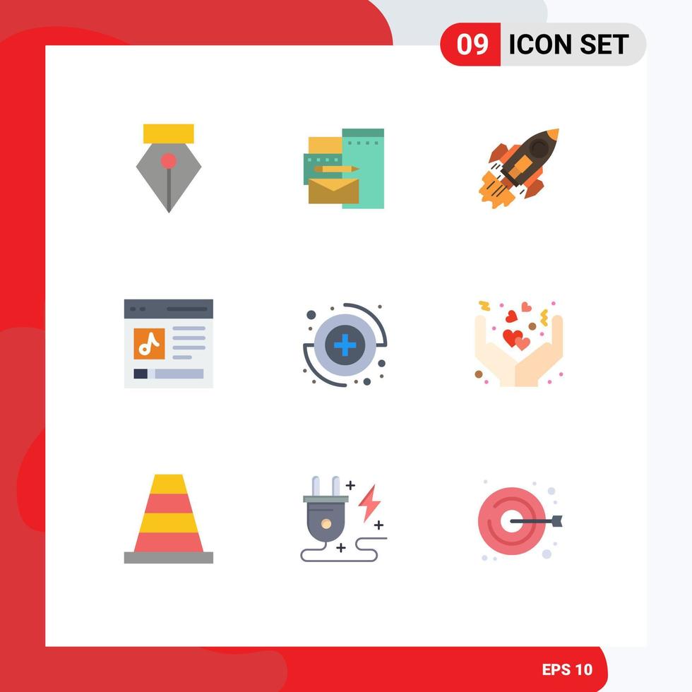 9 User Interface Flat Color Pack of modern Signs and Symbols of user interface business content spaceship Editable Vector Design Elements