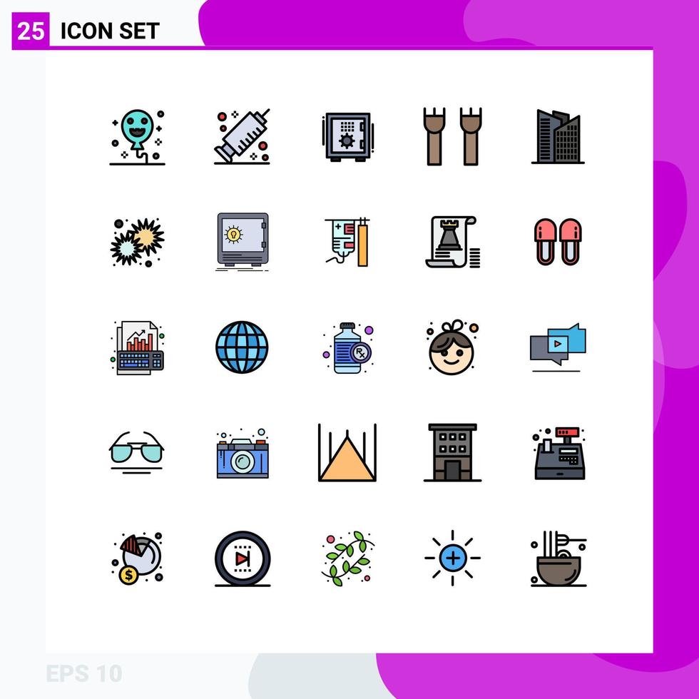 Stock Vector Icon Pack of 25 Line Signs and Symbols for office medieval deposit fortress castle building Editable Vector Design Elements