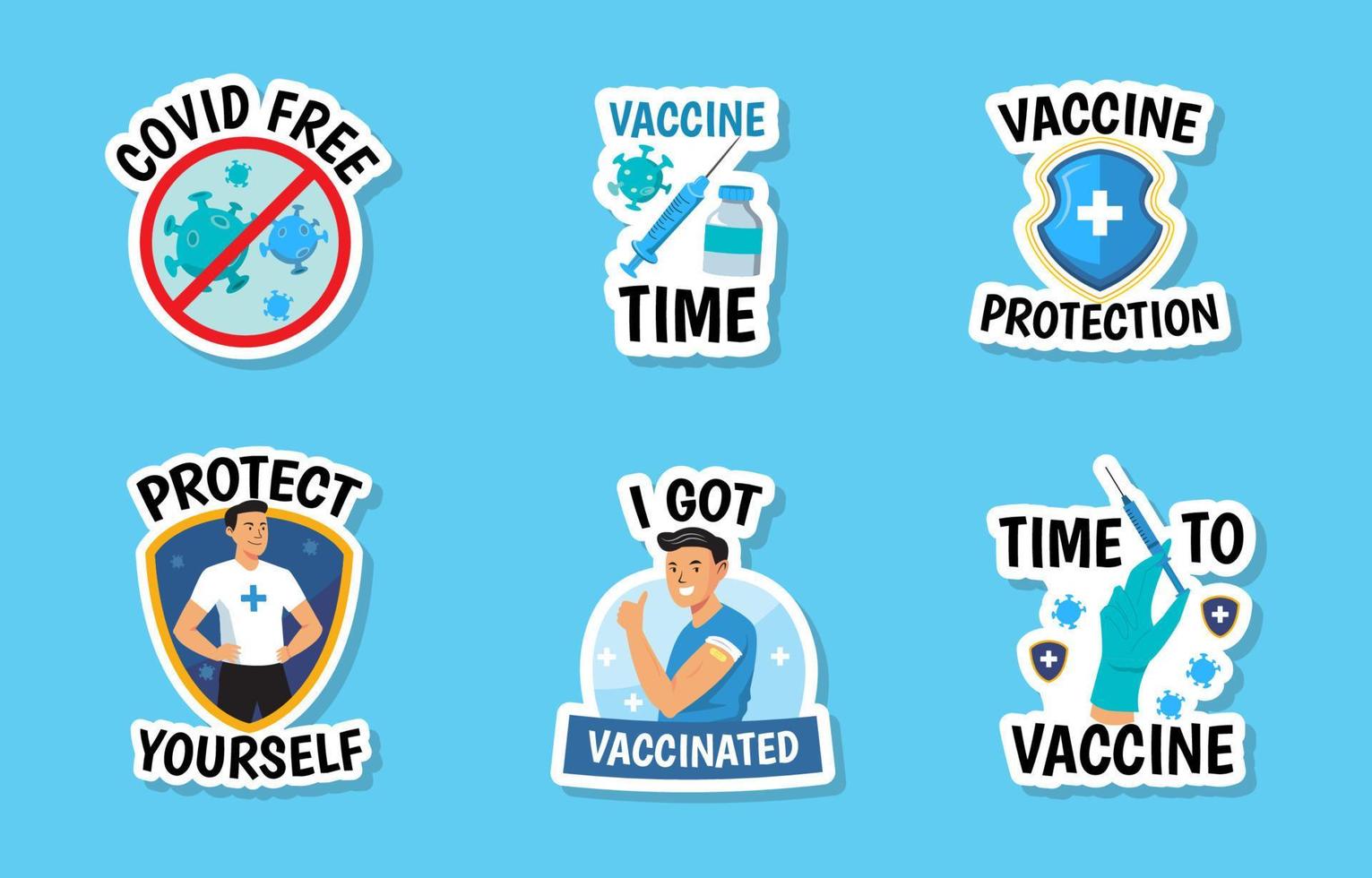 Vaccination Covid 19 Immunization Stickers vector
