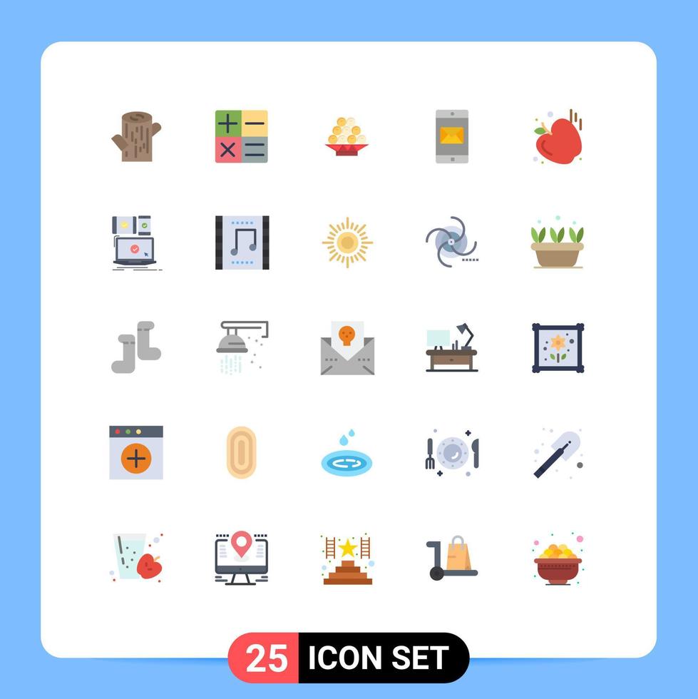 25 Creative Icons Modern Signs and Symbols of devices apple chinese food mail Editable Vector Design Elements