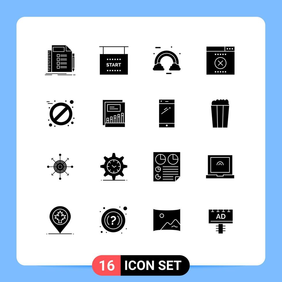 16 Universal Solid Glyphs Set for Web and Mobile Applications aspirin seo start error ireland Editable Vector Design Elements