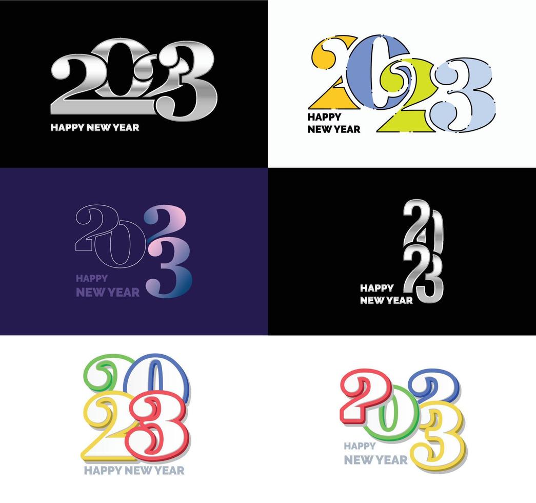 Big Set of 2023 Happy New Year logo text design 2023 number design template vector