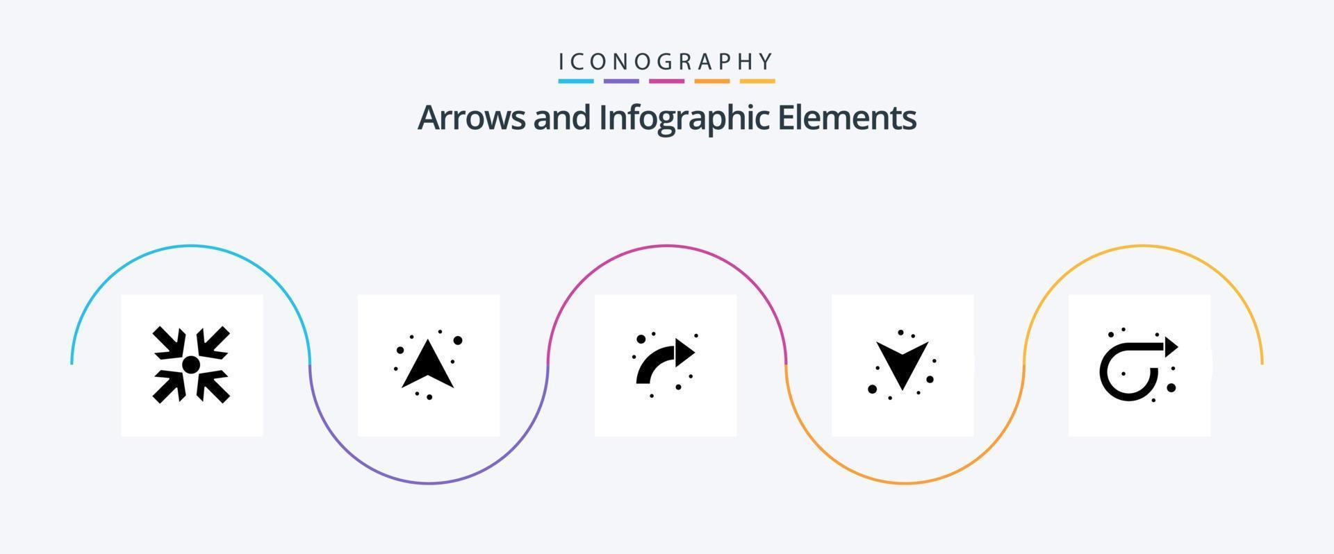 paquete de iconos de glifo de flecha 5 que incluye repetición. flecha. flechas lleno. flecha vector