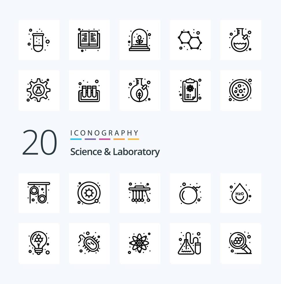 20 Science Line icon Pack like water drink pendulum beverage skull vector