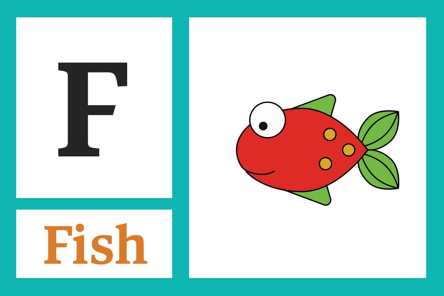 Alphabet with letter F for Fish vector