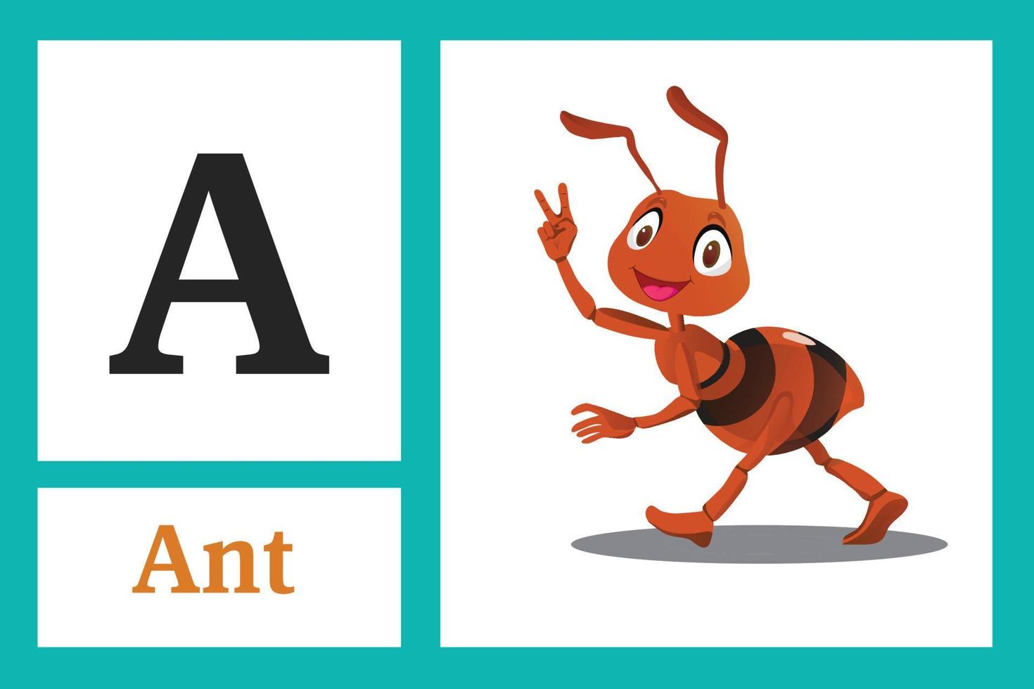 Alphabet with letter A for Ant vector