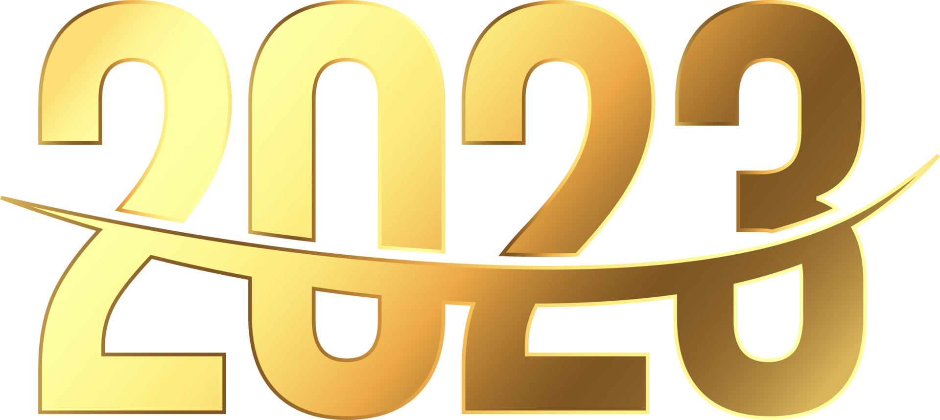 Luxury gold gradient 2023 new year text png