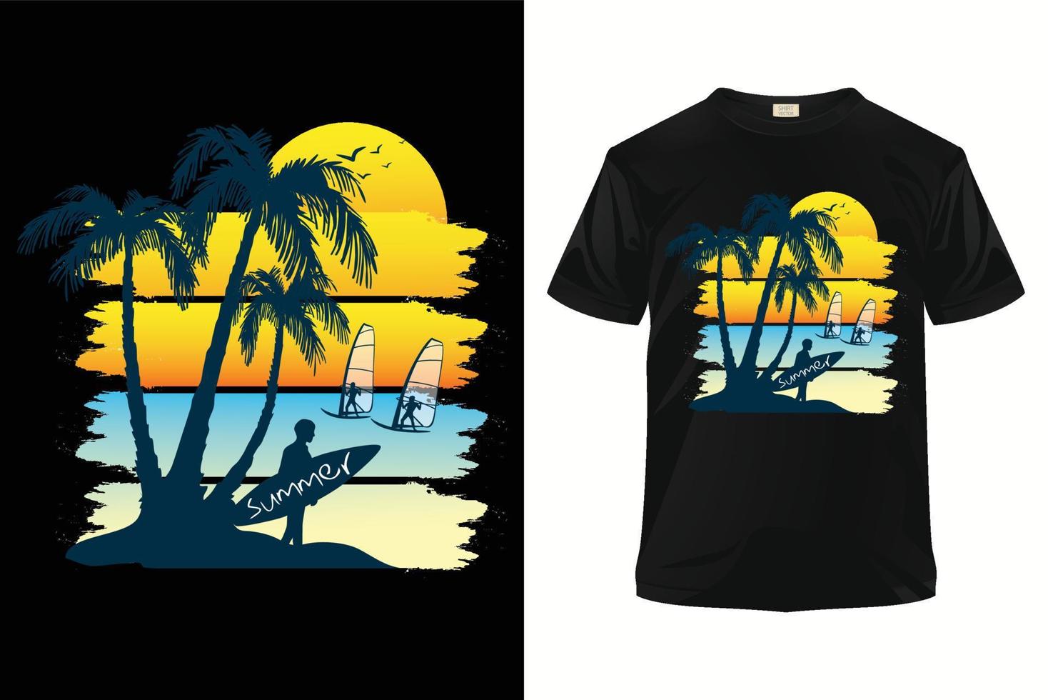 diseño de camiseta de verano, plantilla de vector de camiseta lista para imprimir en la playa del mar