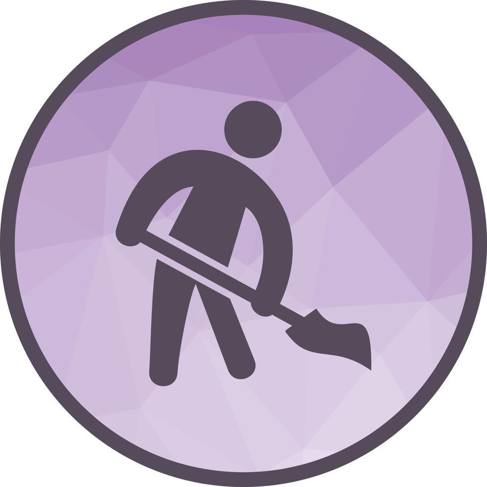 Man Sweeping Floor Low Poly Background Icon vector