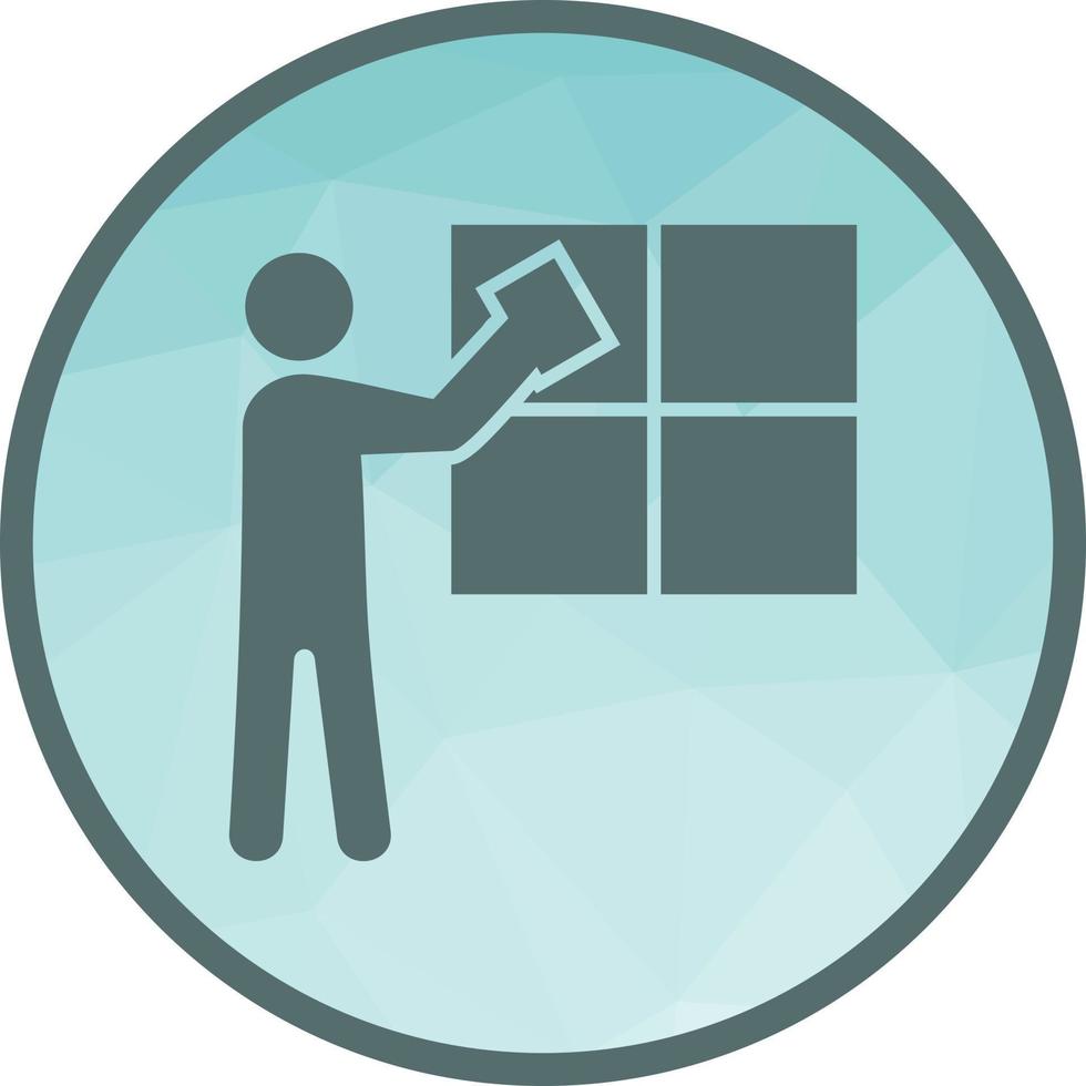 Man Cleaning Window Low Poly Background Icon vector