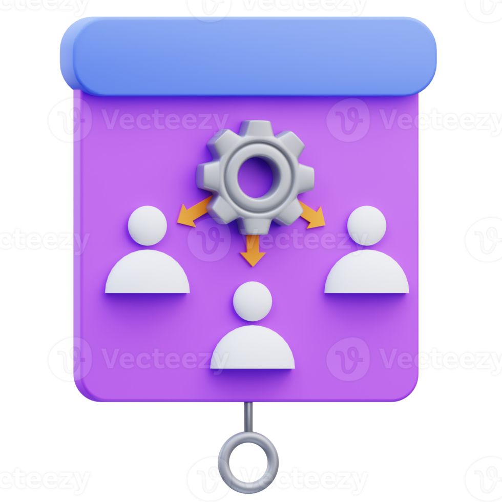 3d render illustration of management project presentation icon png