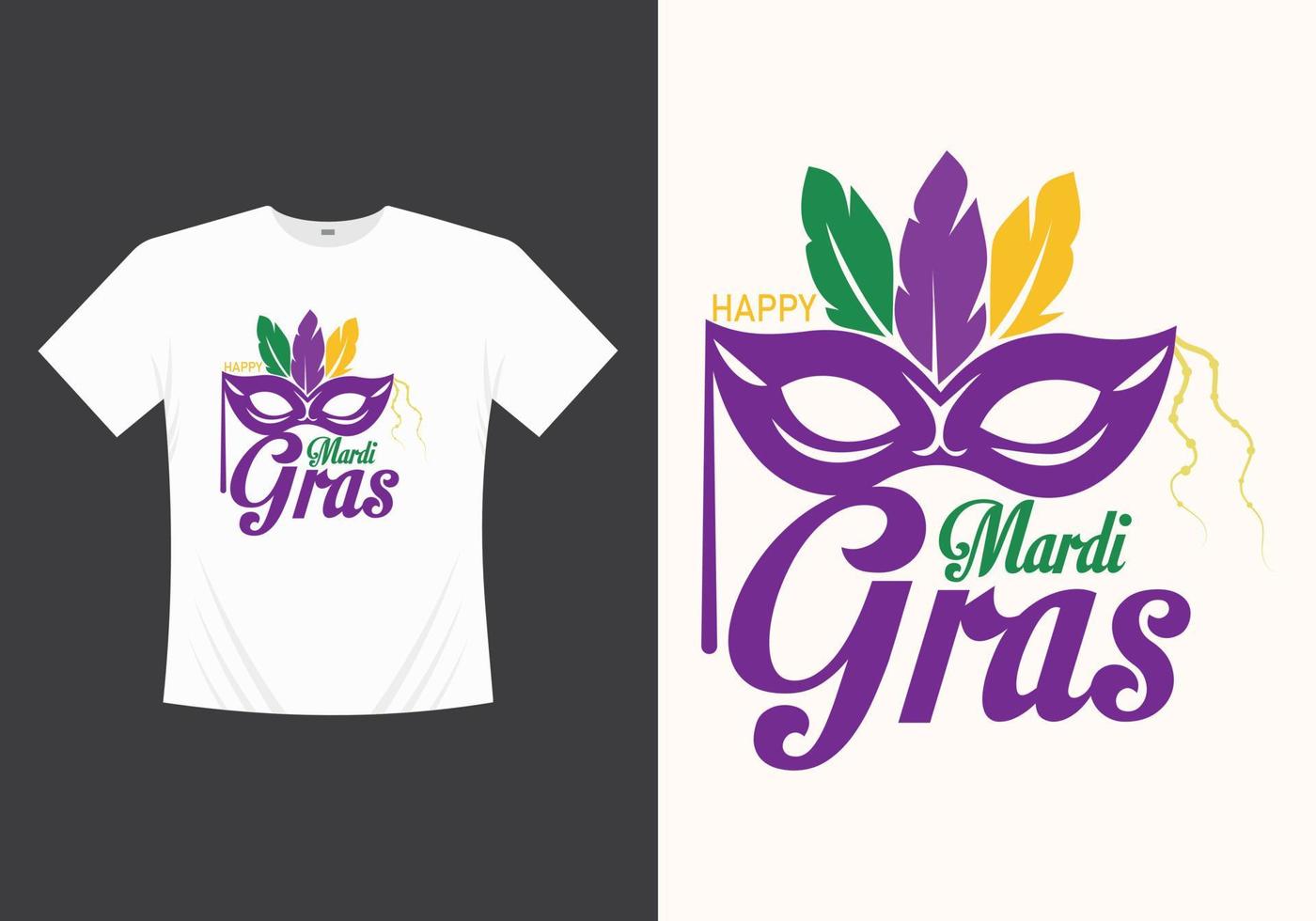 camiseta de plantilla de ilustración vectorial imprimible de mardi gras y recurso de diseño gráfico vector