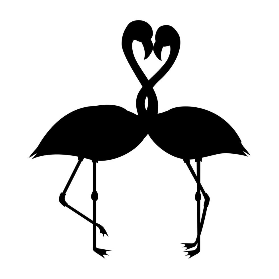 Flamingous couple silhouette vector