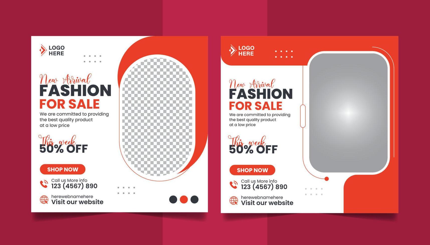 Fashion sale social media post design color trends collection promotion square web banner template. vector