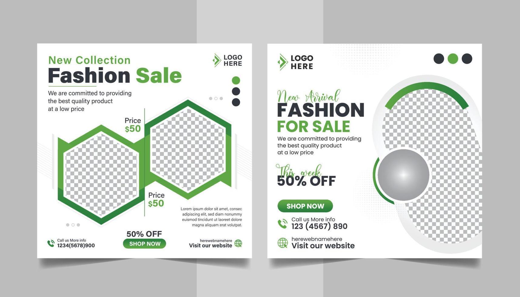 Fashion Sale New Collection Promotion Social Media Post Design Square Web Banner Template. vector