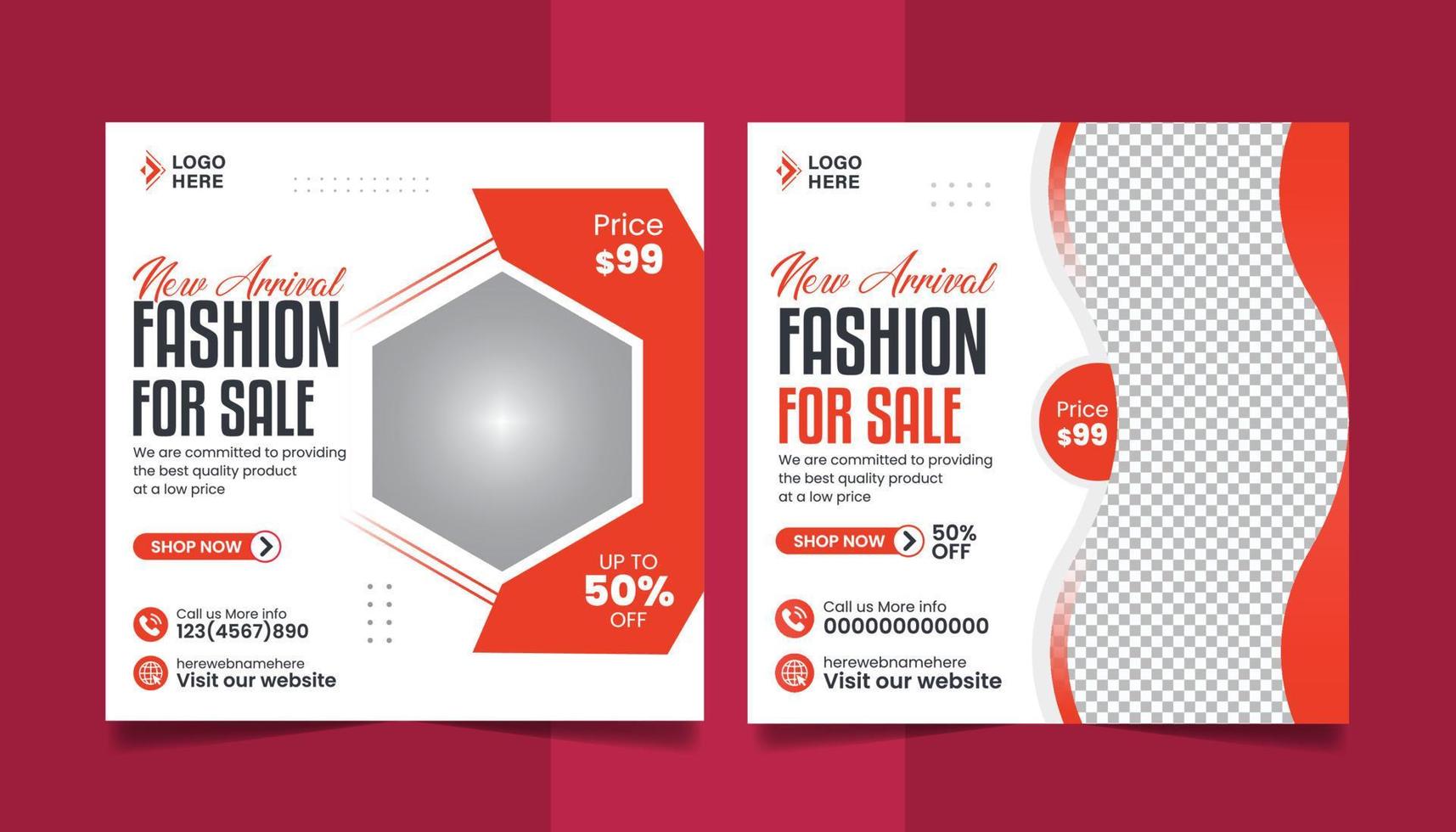 Fashion sale social media post design color trends collection promotion square web banner template. vector