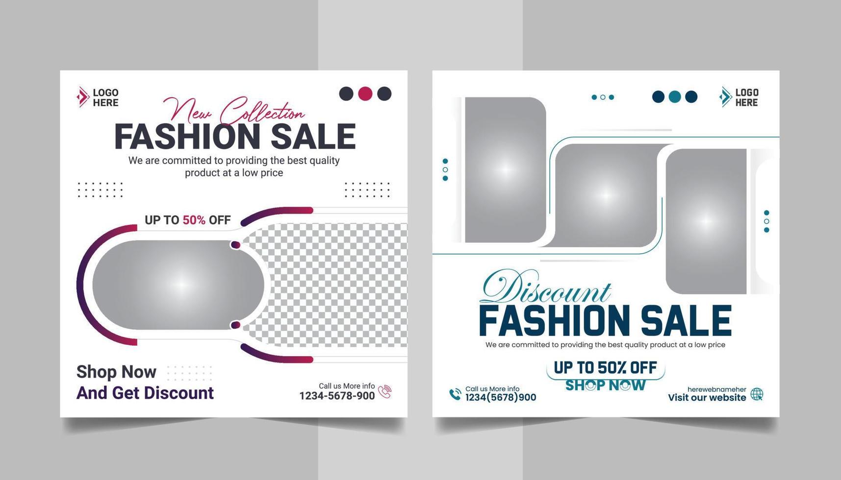 Fashion Sale New Collection Promotion Social Media Post Design Square Web Banner Template. vector