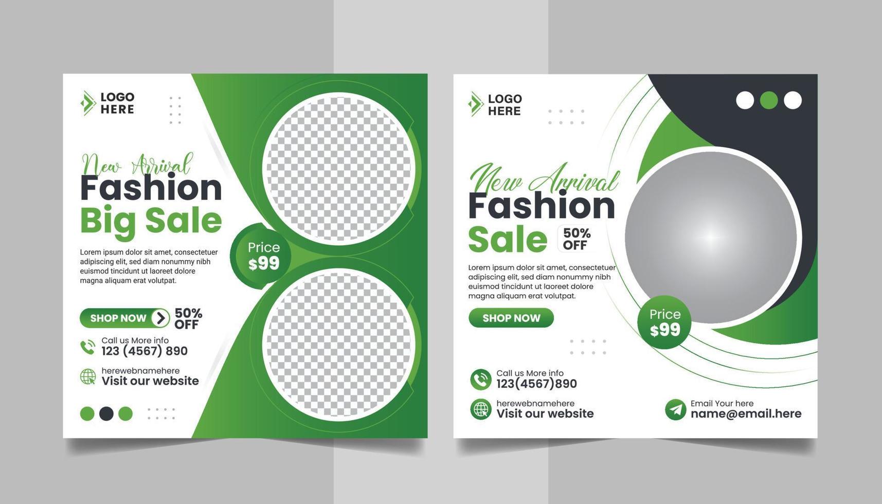 Fashion Sale New Collection Promotion Social Media Post Design Square Web Banner Template. vector