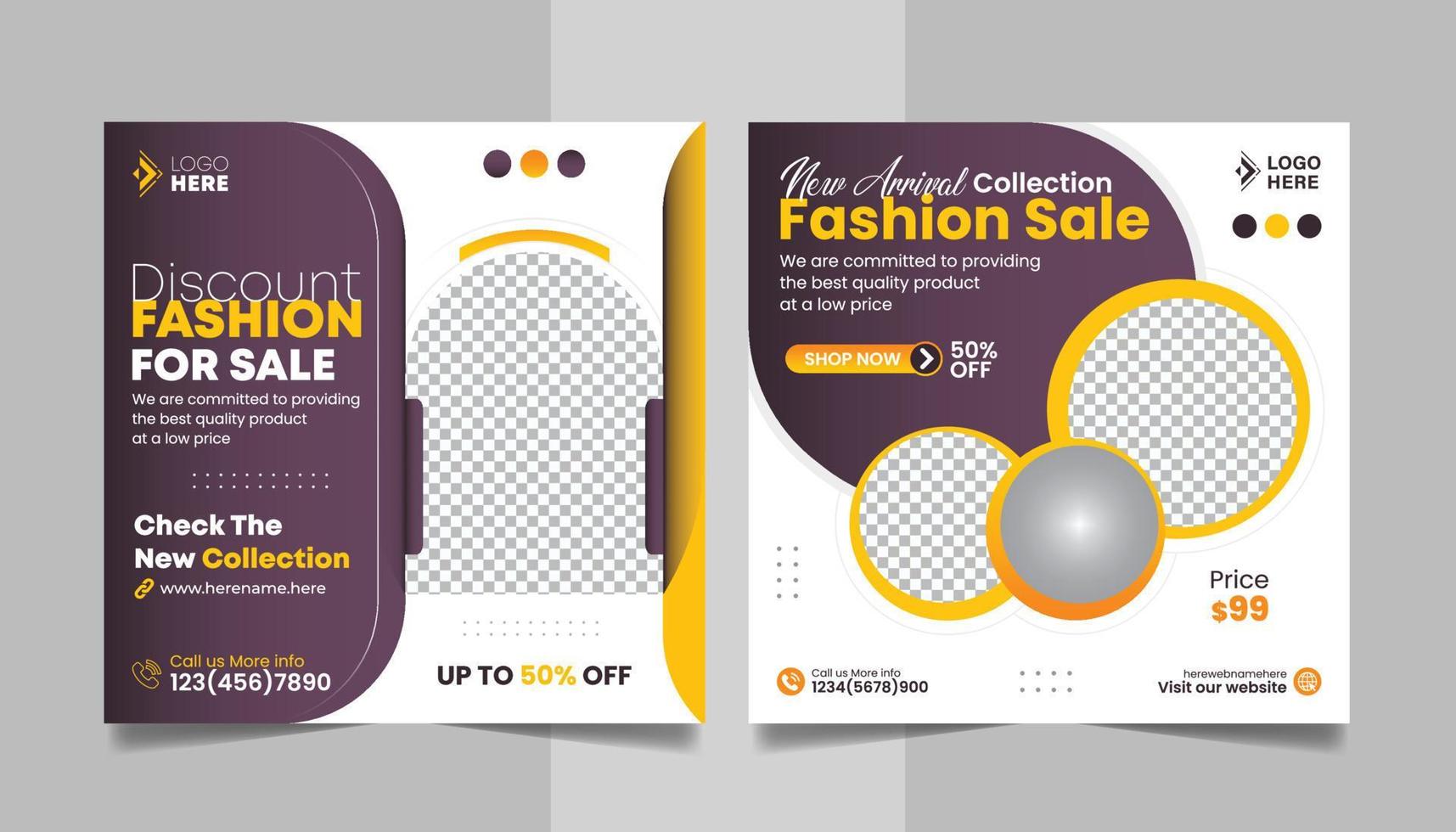 New Collection Fashion Sale Promotion Social Media Post Design Square Web Banner Template. vector