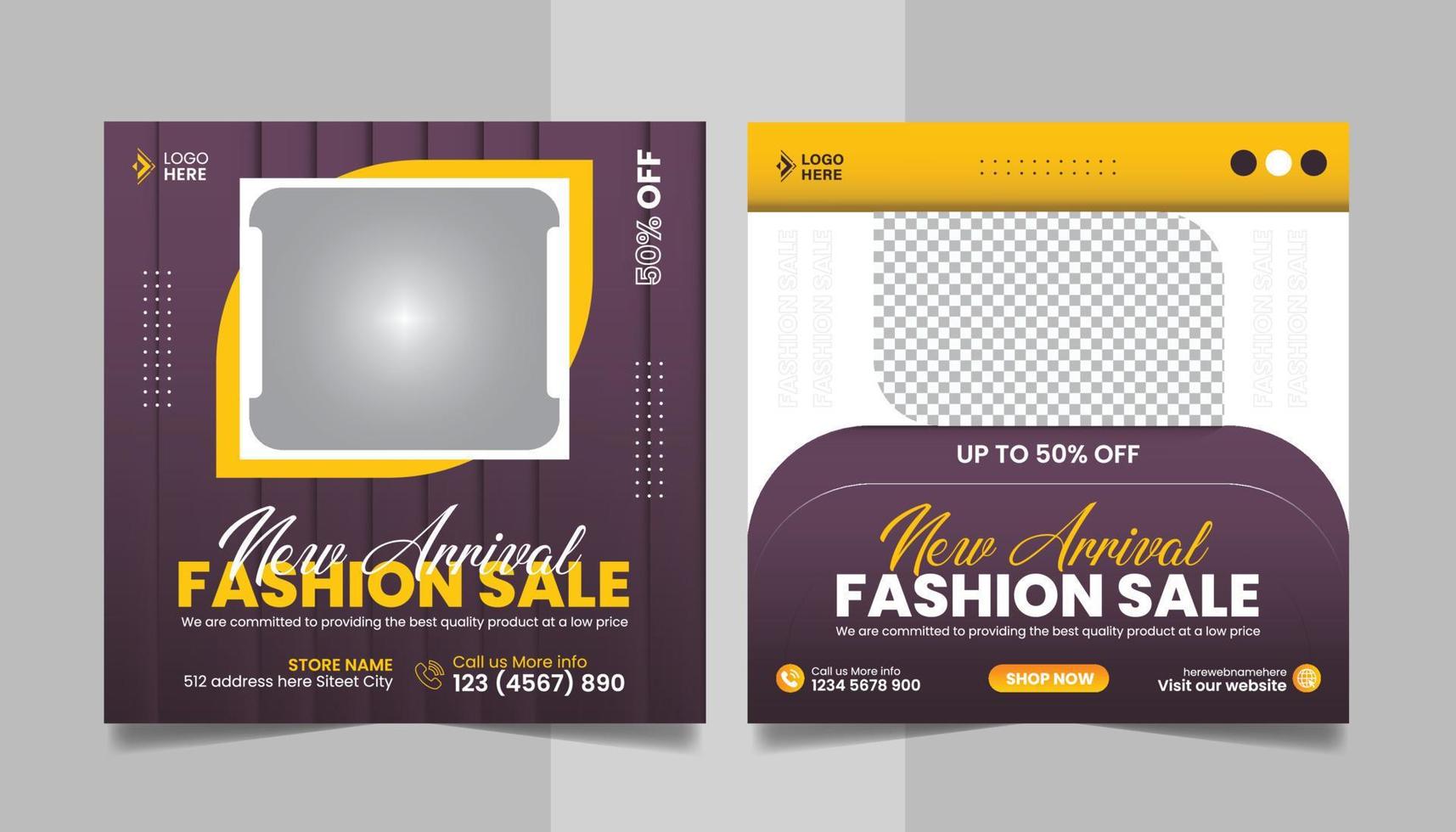 New Collection Fashion Sale Promotion Social Media Post Design Square Web Banner Template. vector