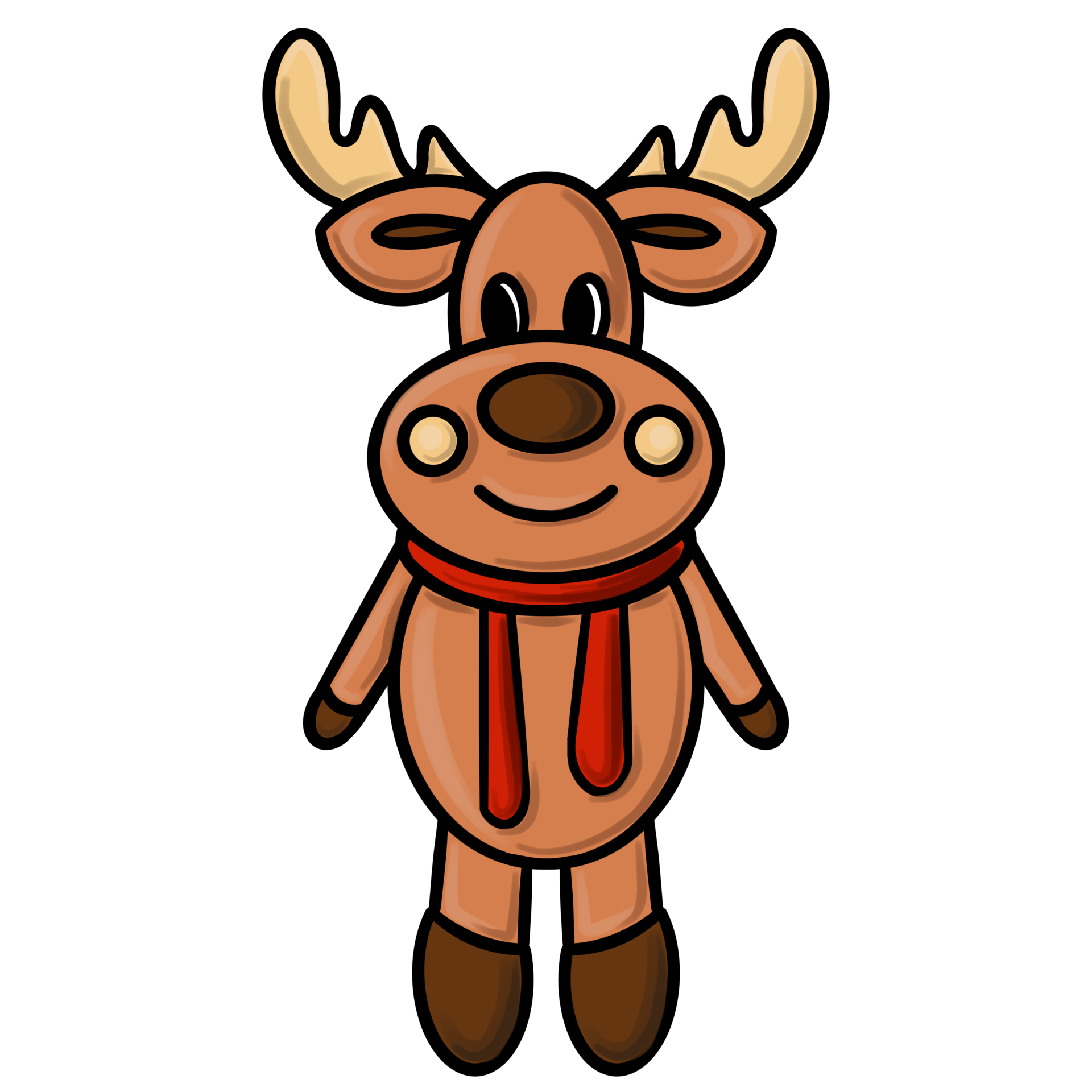 Free Cute Christmas moose with red scarf design. PNG illustration with ...